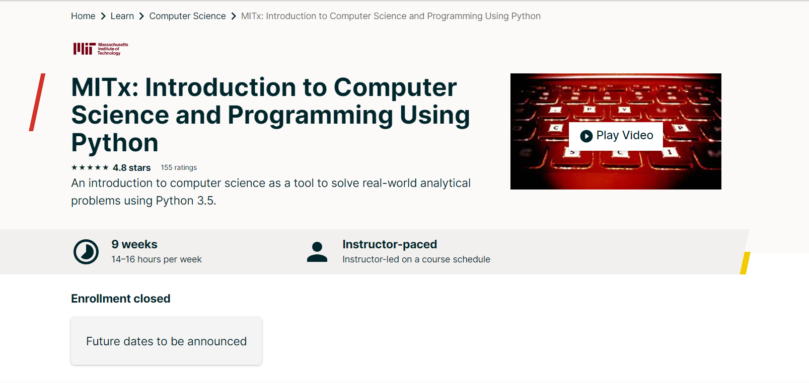 Introduction to Computer Science and Programming Using Python