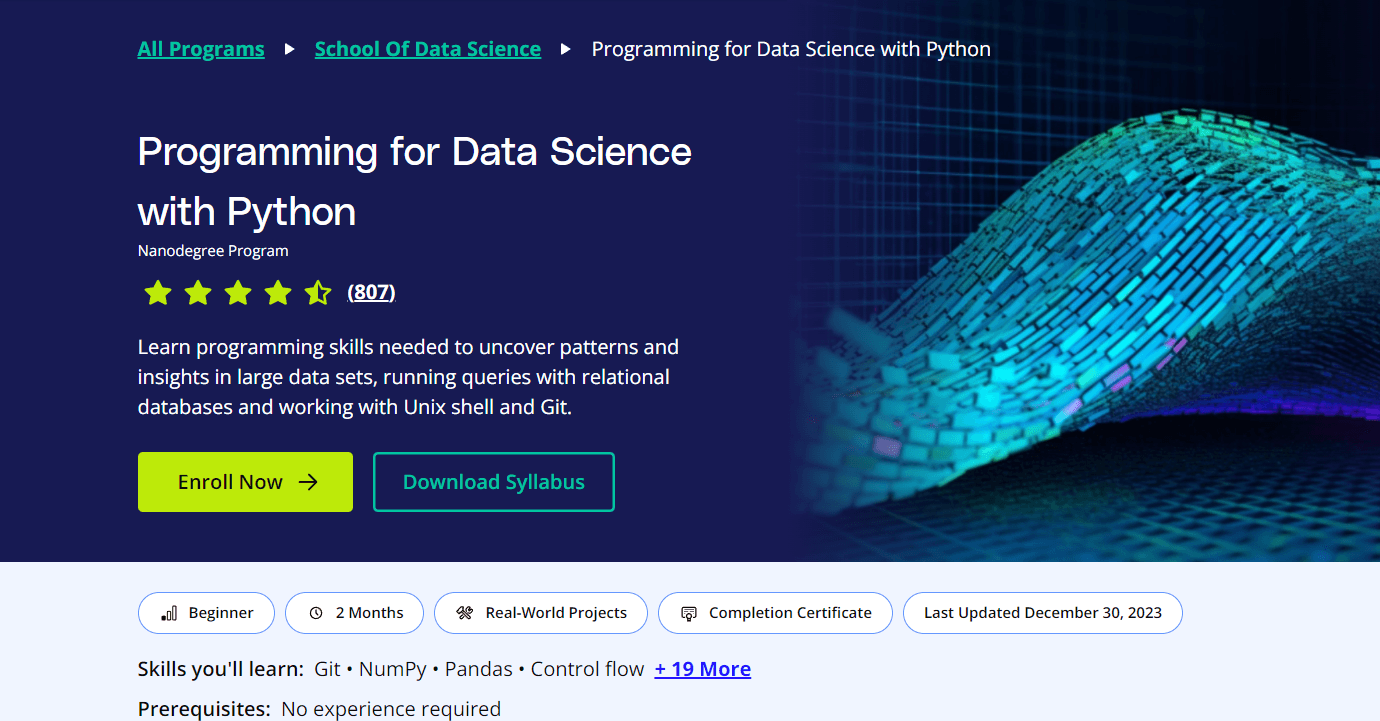 Programming for Data Science with Python Nanodegree Program